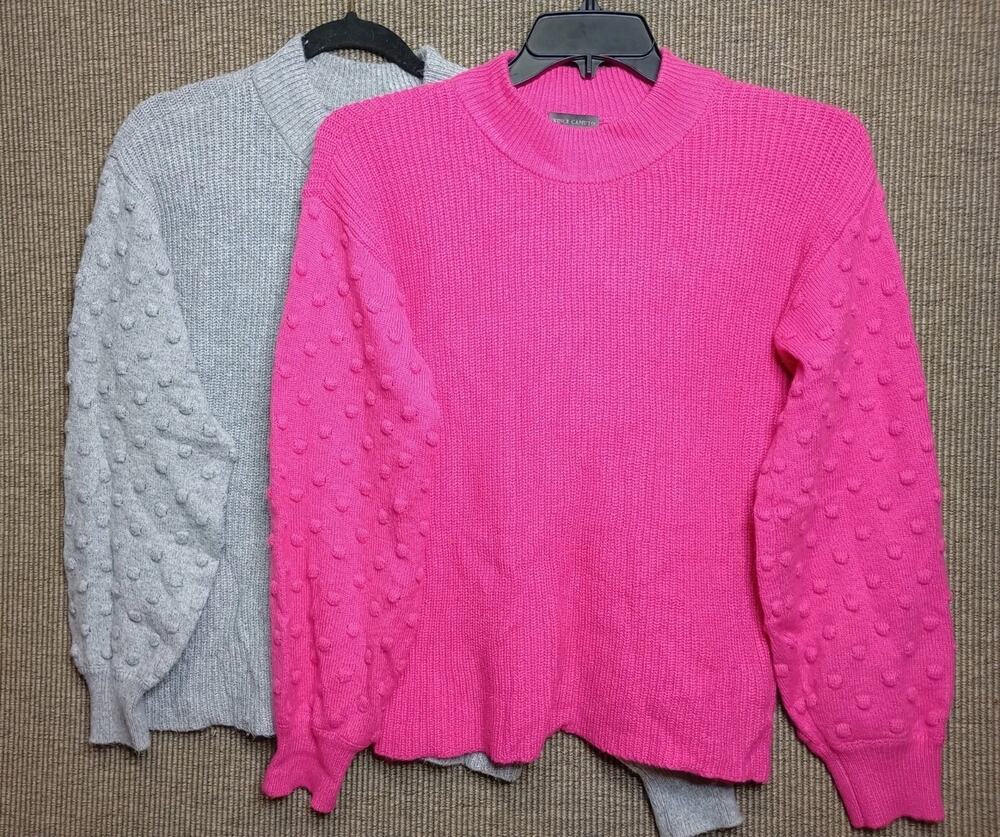 Vince Camuto Women's Bobble Stitch Sleeve Pullover Sweaters Lot Of 2 Size M